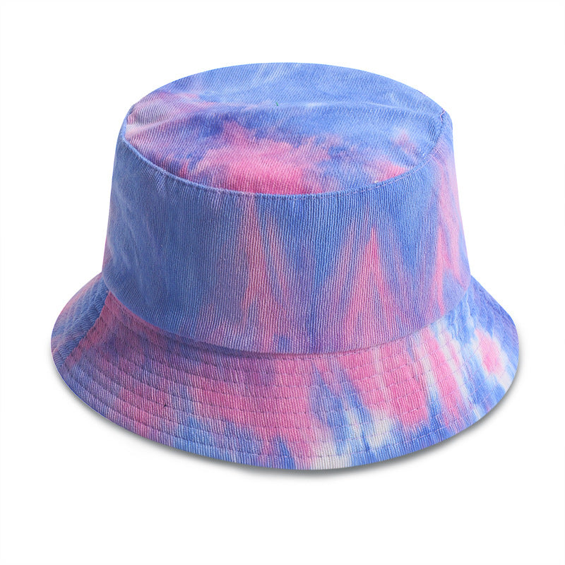 Tie-dyed Corduroy Fisherman Hat Women's Autumn And Winter