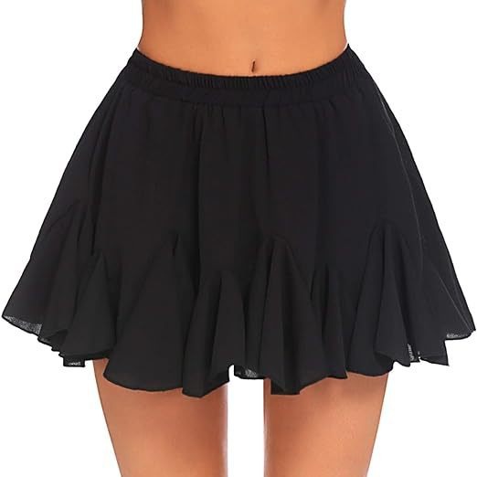 Skirt A- Line High Waist Pleated Mini Elastic Waist