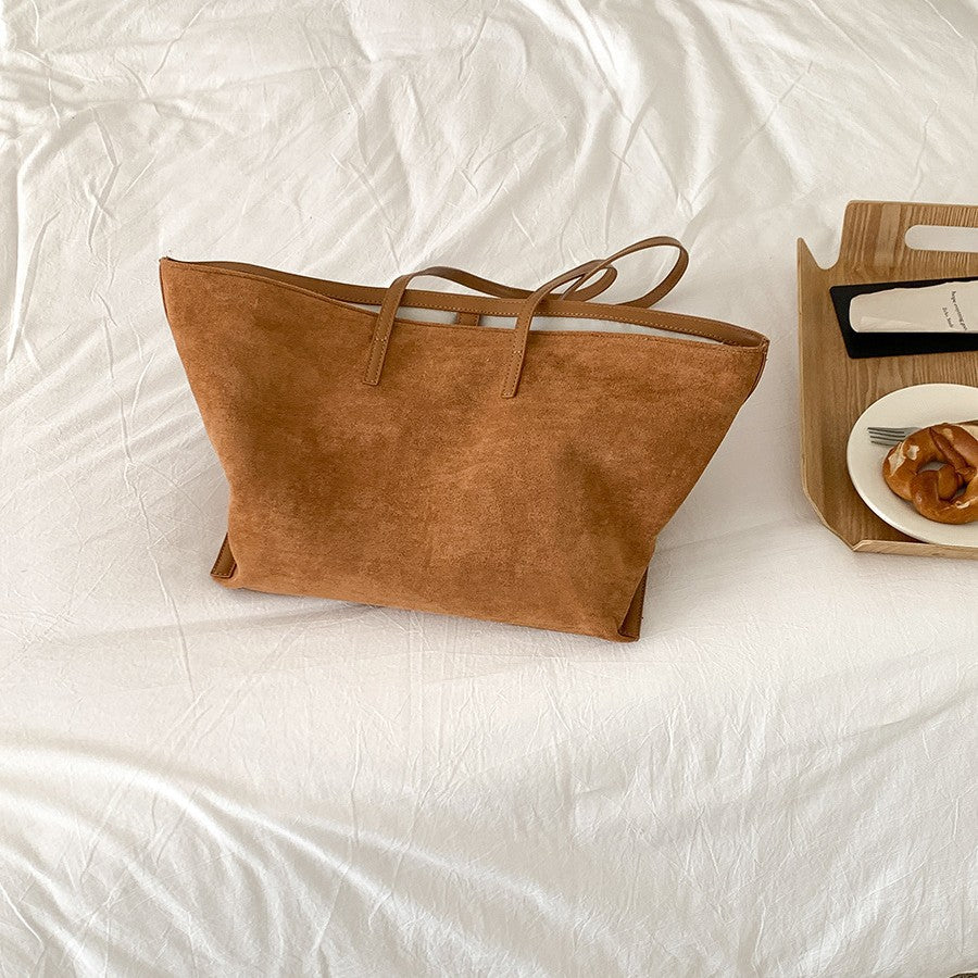 New Retro Suede Tote Bag Versatile And Perfect For Shoulder Wear