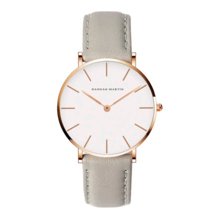 ladies simple watch waterproof Korean white belt student watch 36mm
