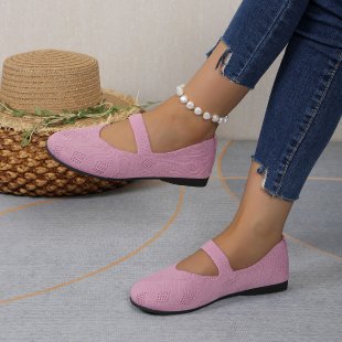 Doug Shoes Round Head Comfortable Flat Flying Woven Pumps