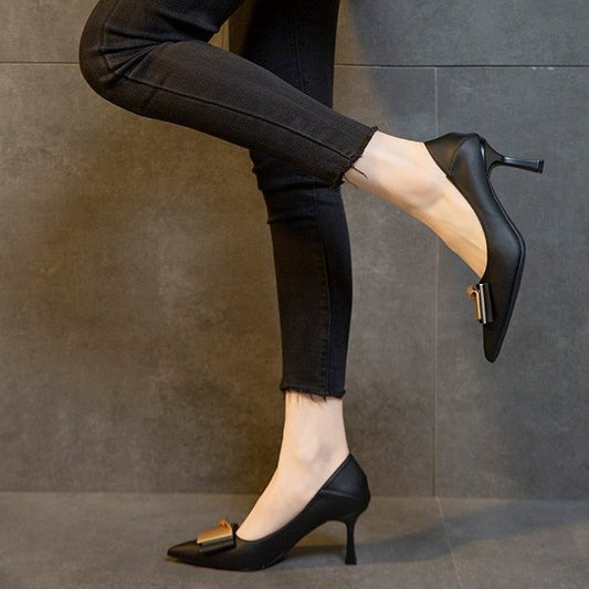 Women's PU Solid High Heel Boots