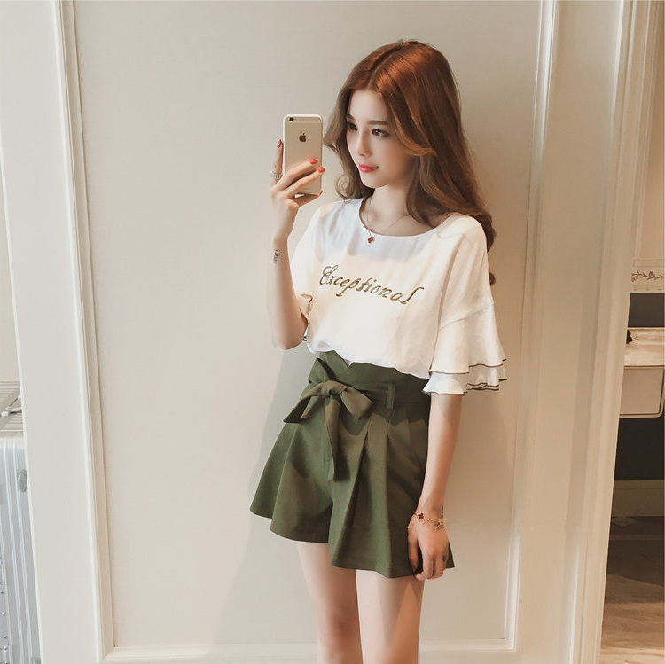 Wide-leg Shorts Hong Kong-style Two-piece Set