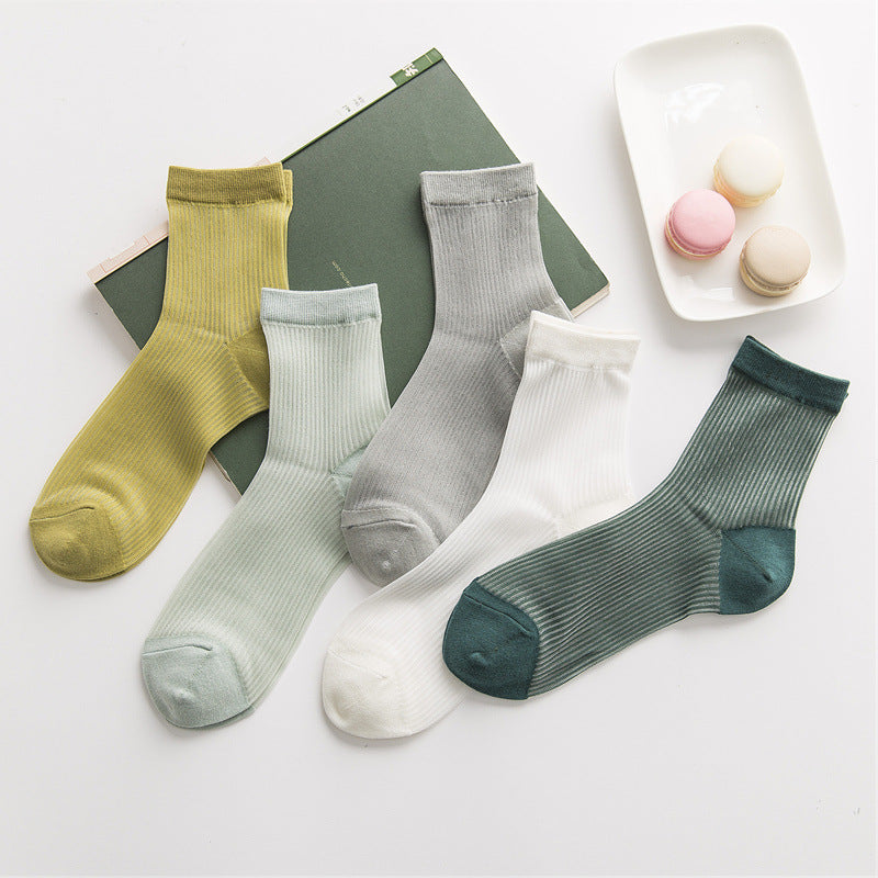 Japanese all-match ultra-thin breathable card silk pile pile socks plain color glass stockings