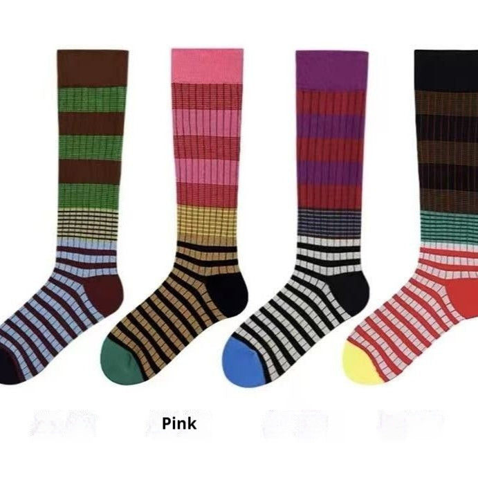 Colorful Three-stripe Ankle Socks For Outdoor Outfits