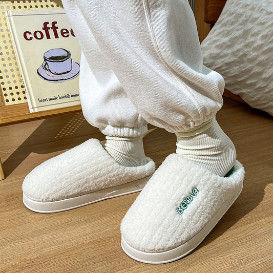 Thick Bottom Indoor Couple Warm Velvet Cotton Slippers