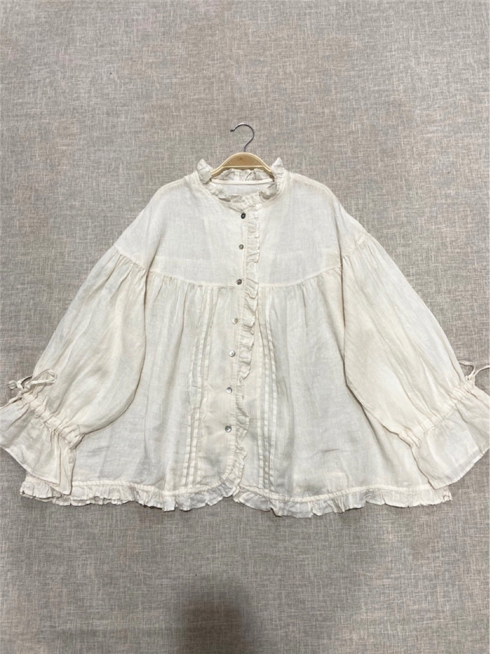 Japanese Style Artistic Linen Wooden Ear Loose Princess Sleeves Shirt