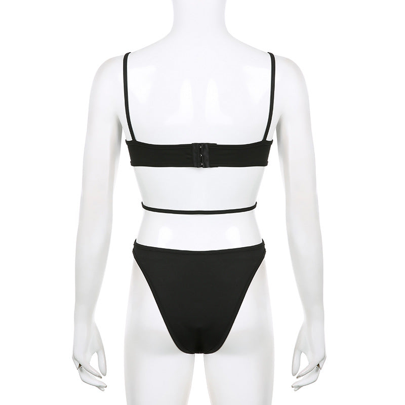 Irregular Hole Hollowed-out Slim Fitting Sling One-piece Top