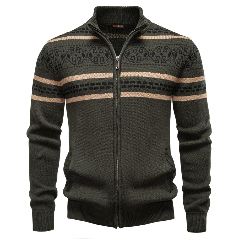 Herremodesweater Strikket jakke med lynlås