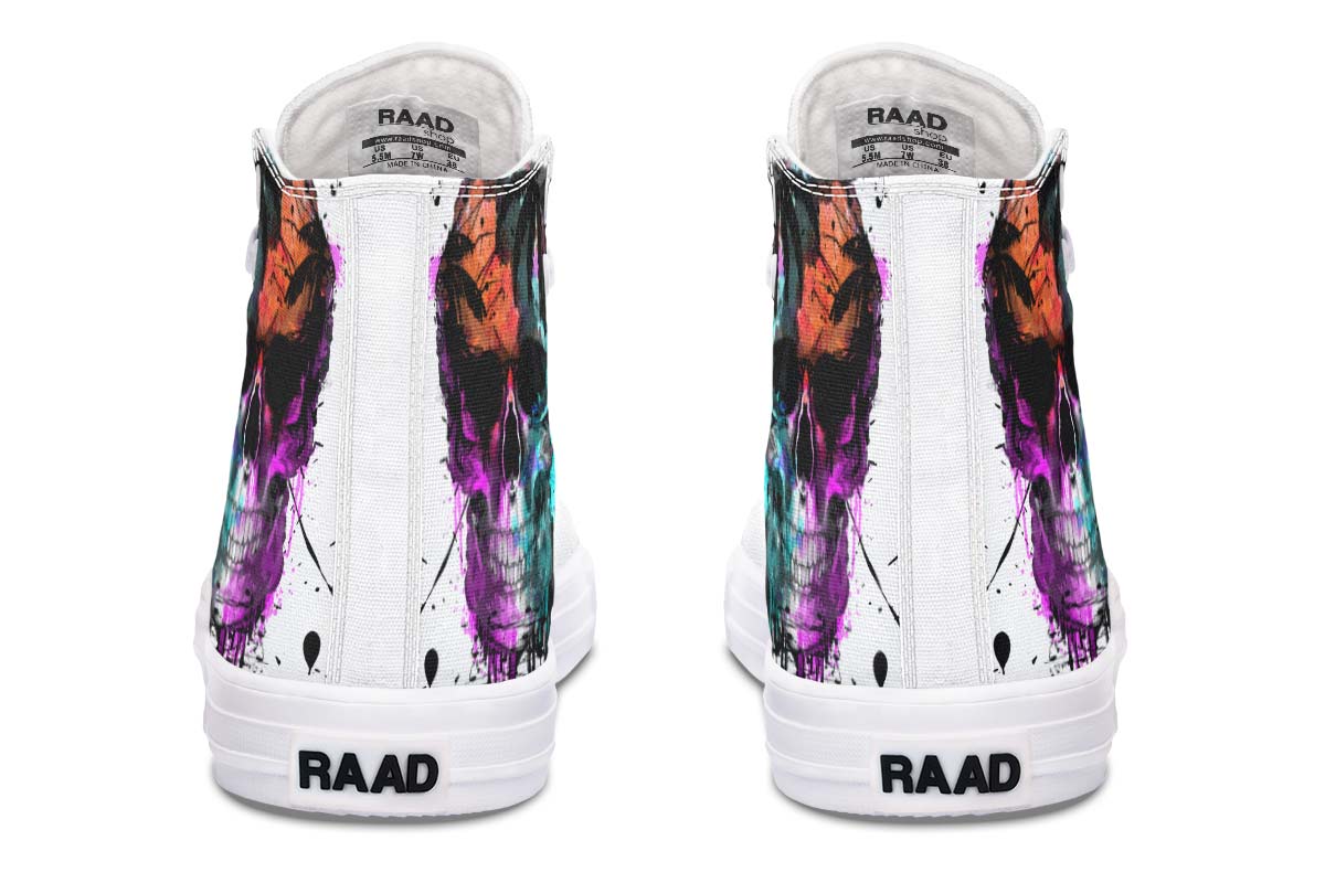 Men's And Women's Fashion Color Printing High-top Canvas Shoes