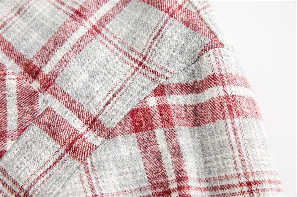 American Retro Plaid Shirt Men's Loose Casual Long Sleeves