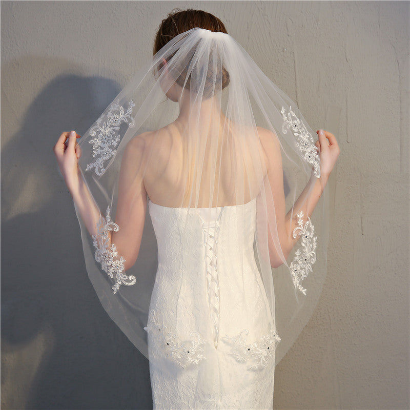 Wedding Dress Accessories Single-layer Lace Applique With Diamond