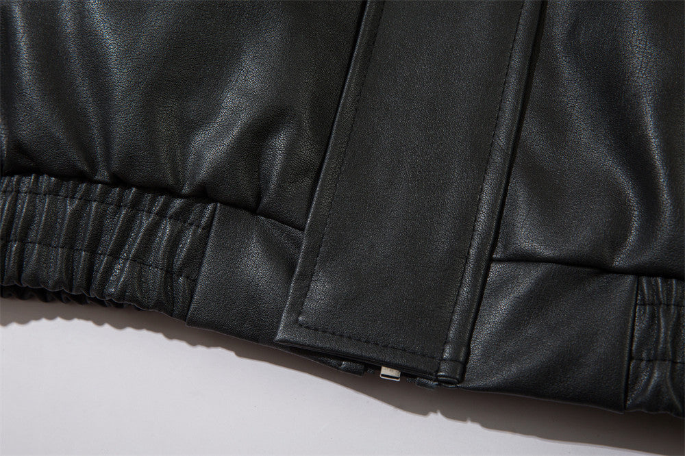 Letter Embroidery Pilot Leather Coat Men