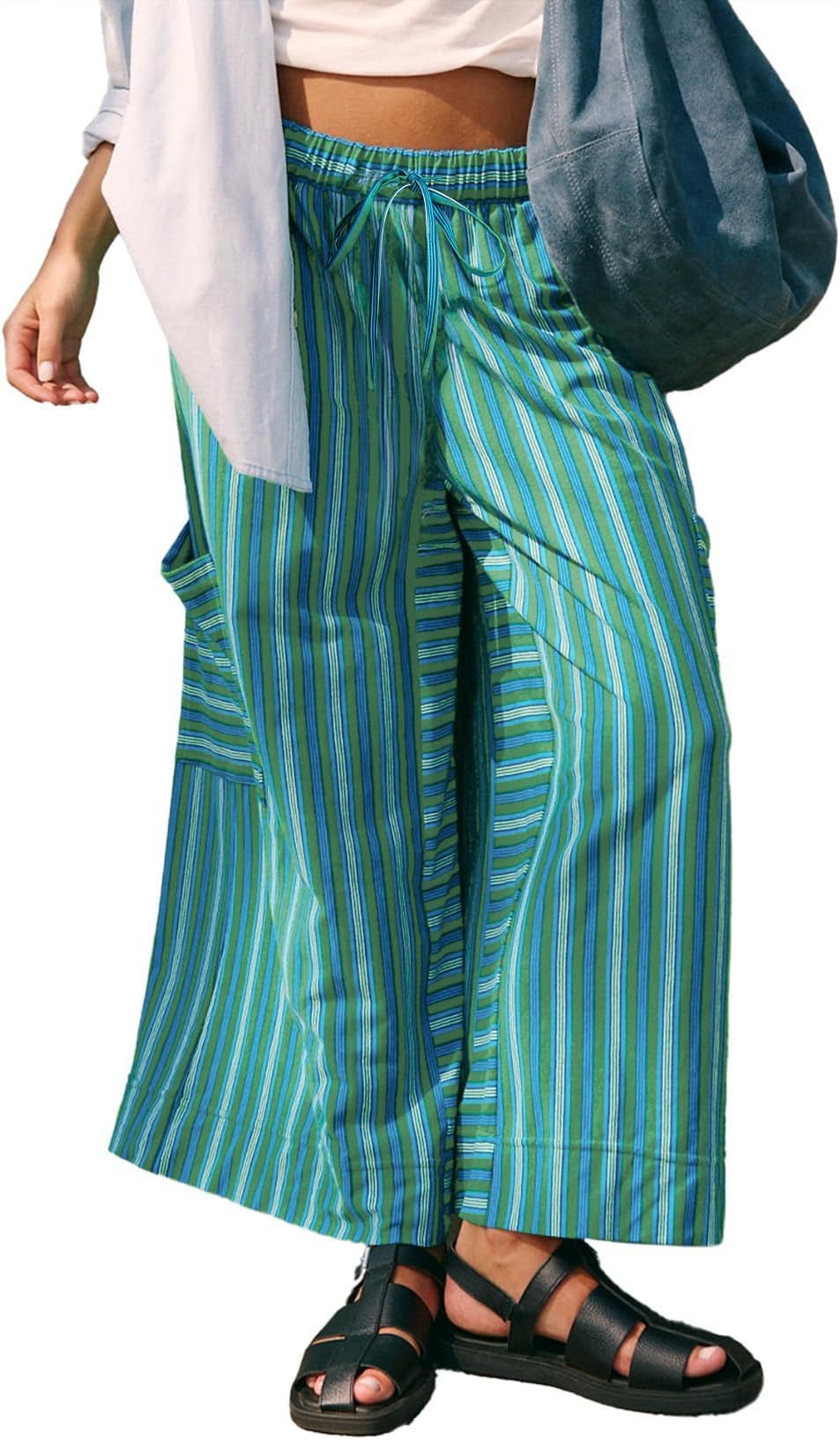Summer Stripes Straight-leg Pants Women's Clothing