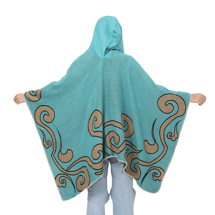 European And American Knitted Cape And Shawl Outer Wear Split Woven Cloak