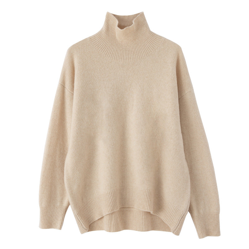 Women's High Lapel Loose And Warm Woolen Sweater
