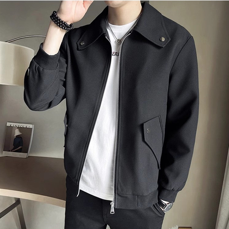 Elegant Versatile Coffee-colored Mens Jacket For Spring And Fall
