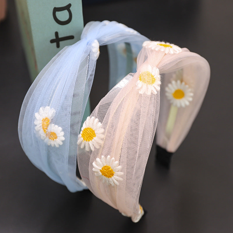 Lace transparent mesh embroidery small daisy headband