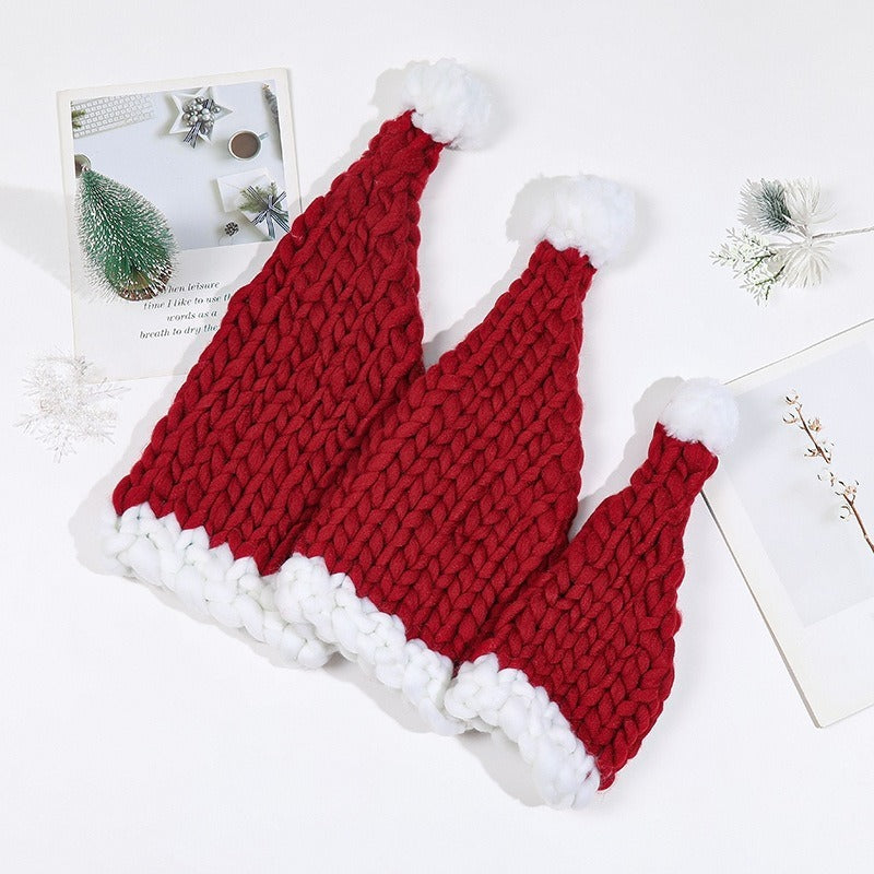 Christmas Hat Coarse Fur Knitted Hat Cute Warm