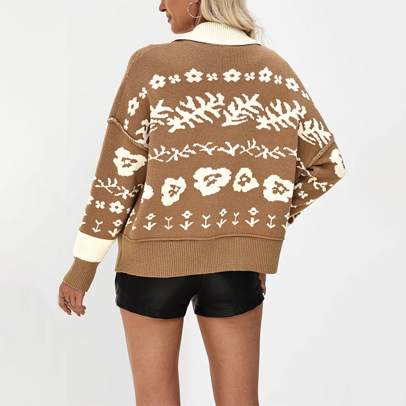 Fashion Loose Square Collar Button Sweater