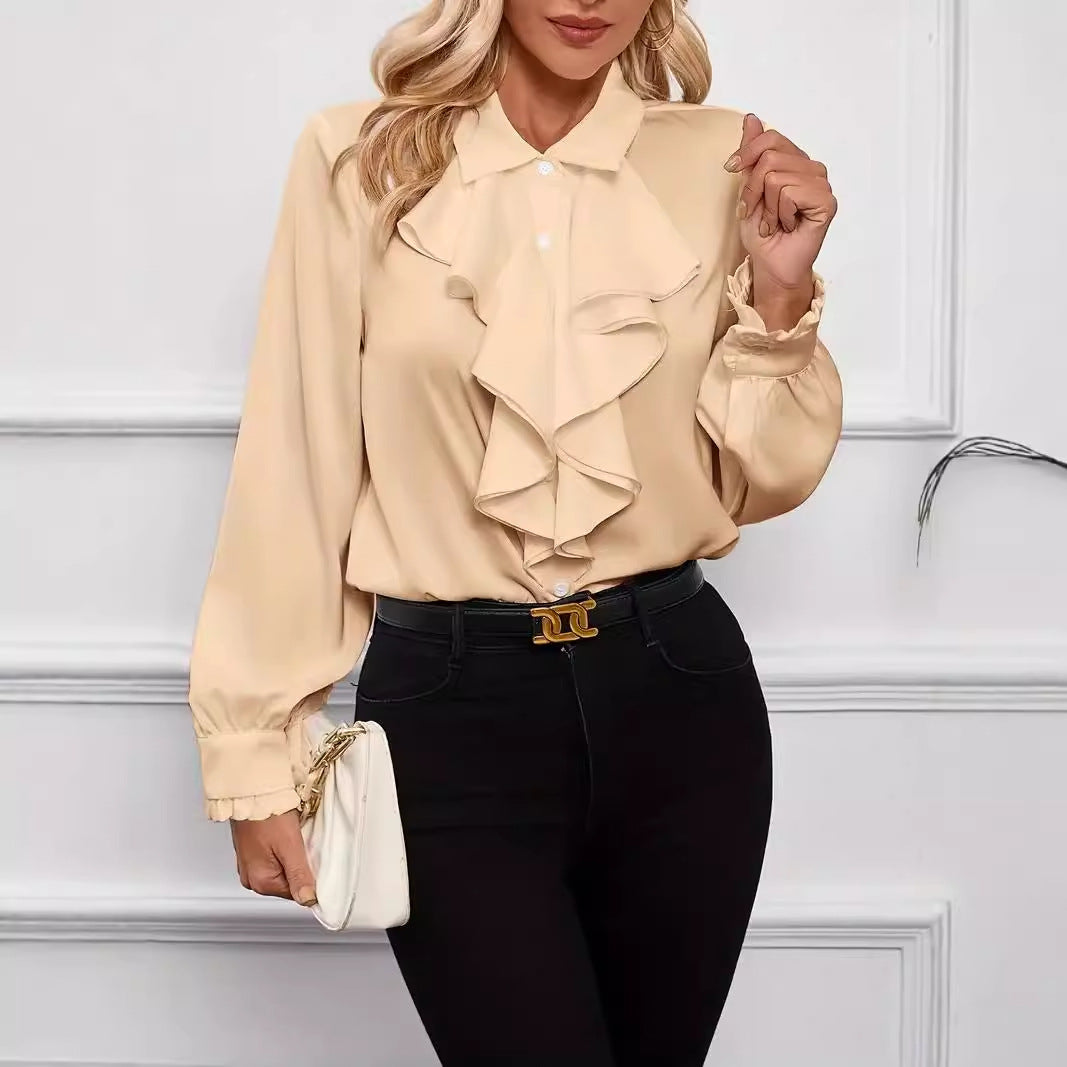 Design Ruffled Laminated Decoration Shirt