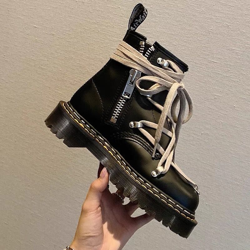 Pentagram Cross Straps Side Zipper Thick-soled Boots