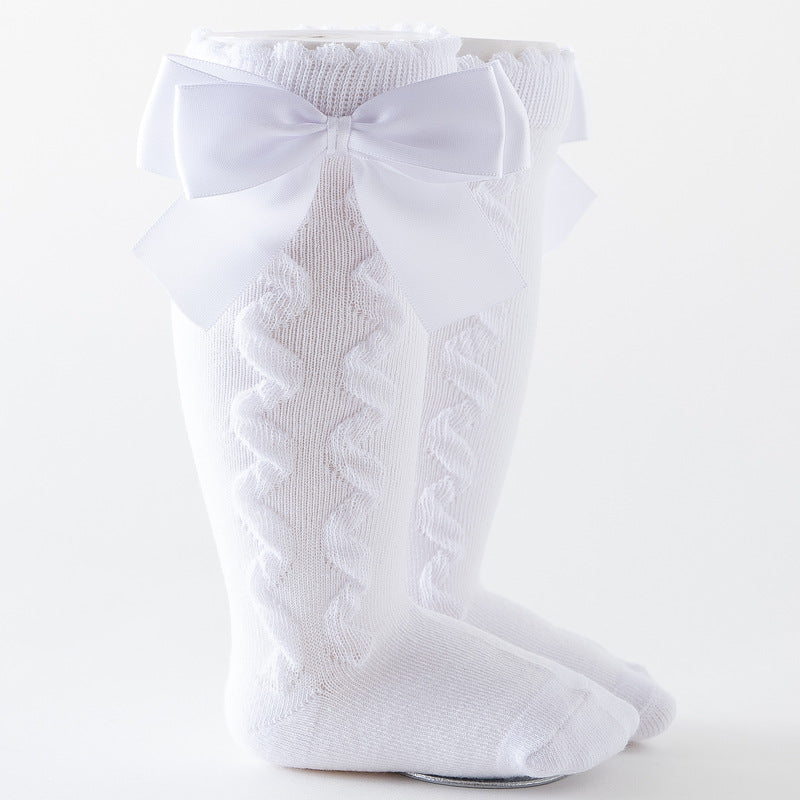 Double Bow Princess Baby Tube Socks 0 To 3 Years Old Lolita Dress Socks
