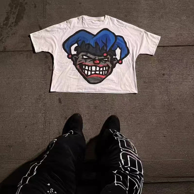 Cartoon Print Hip Hop Harajuku Casual Round Neck T-shirt Gothic Short Sleeve