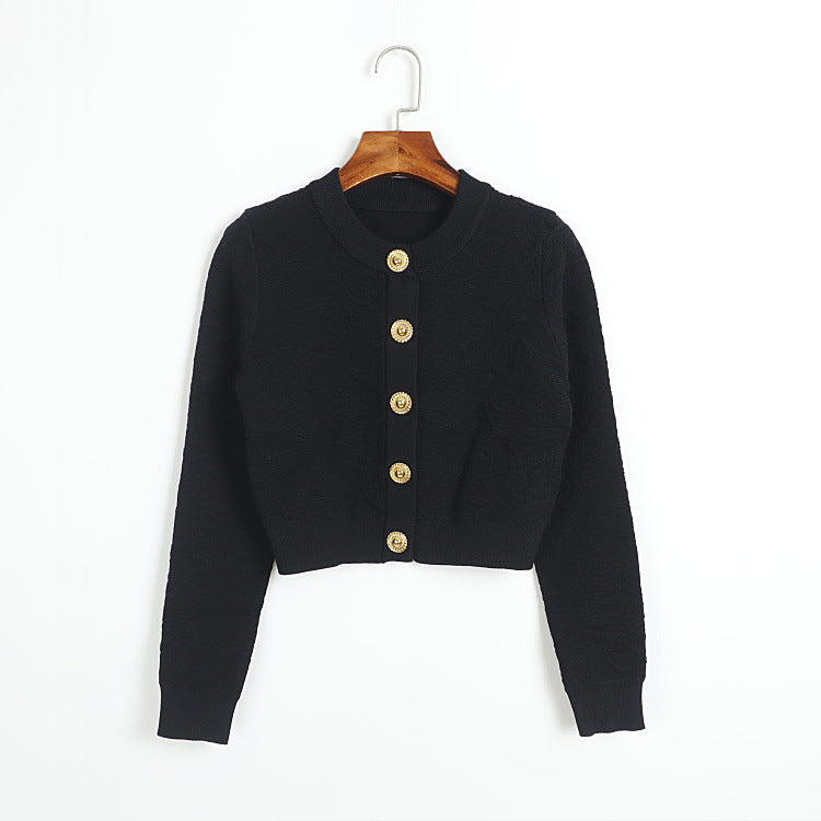 French-style Solid-color Knitted Three-piece Set With A Forked Skirt