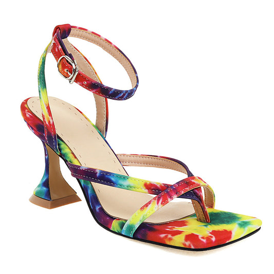 Women's Fashion Stiletto Heel Square Toe Sandals
