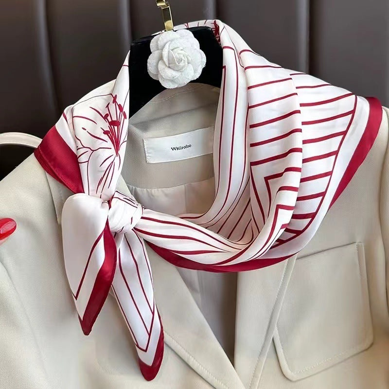 Womens Lightweight Spring Summer Silk Scarf Sun-protective Neck Gaiter And Hair Tie