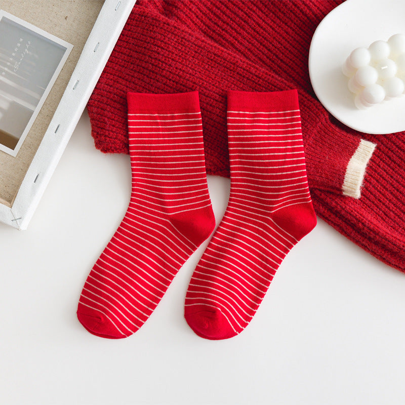 Houndstooth Red Christmas Socks Cotton