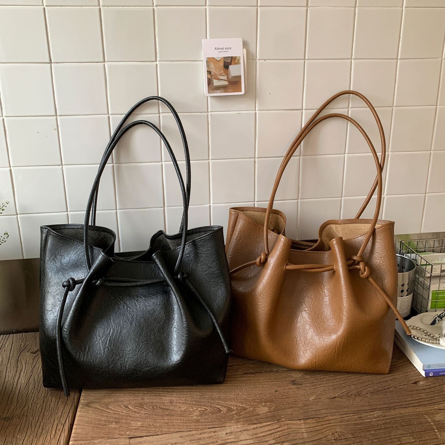 Retro Easy Matching Shoulder Commuter Tote Bag For Work