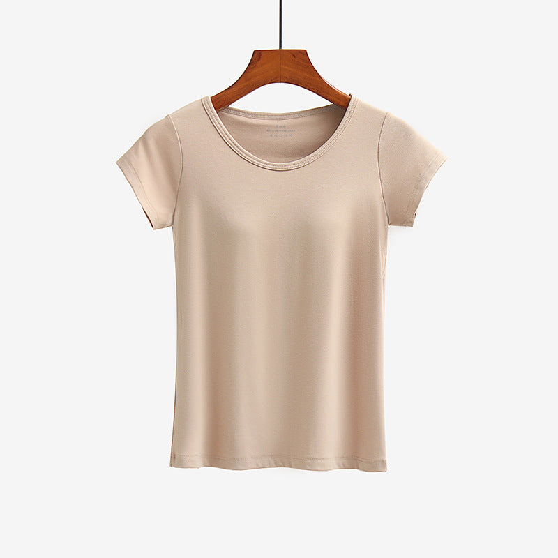 Short-sleeved T-shirt With Chest Pad Bra Home Wear