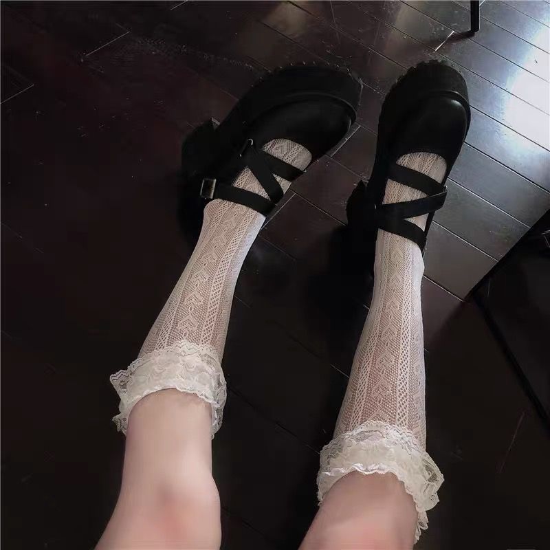Japanese Jk Hollow Net Stockings Soft Sister Female Middle Tube