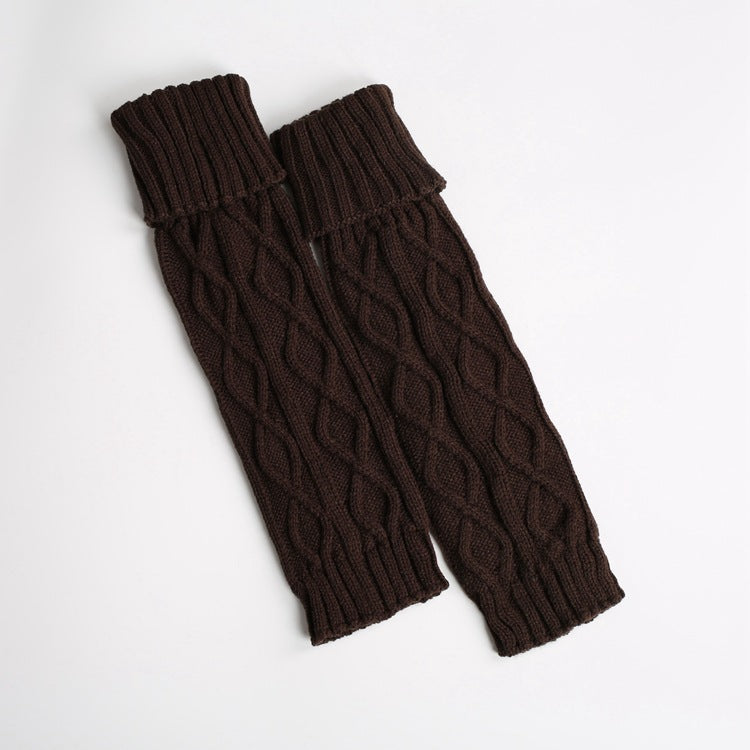 Knitted Wool Warm Leggings Mid-length Rhombus