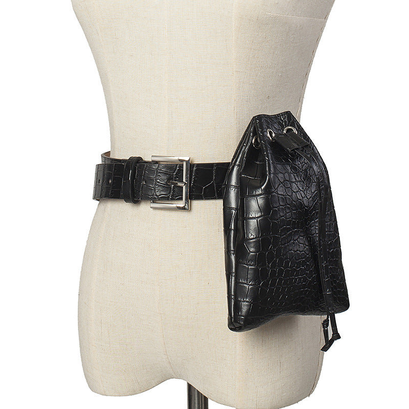 Women's snake print vertical belt bag