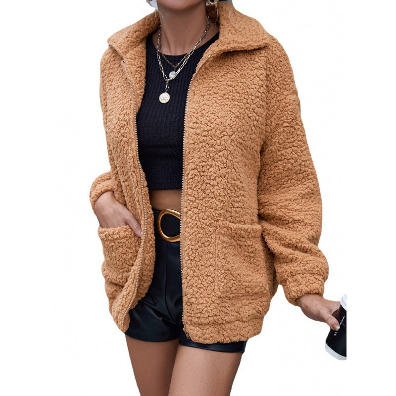 Chaqueta corta de felpa reversible  