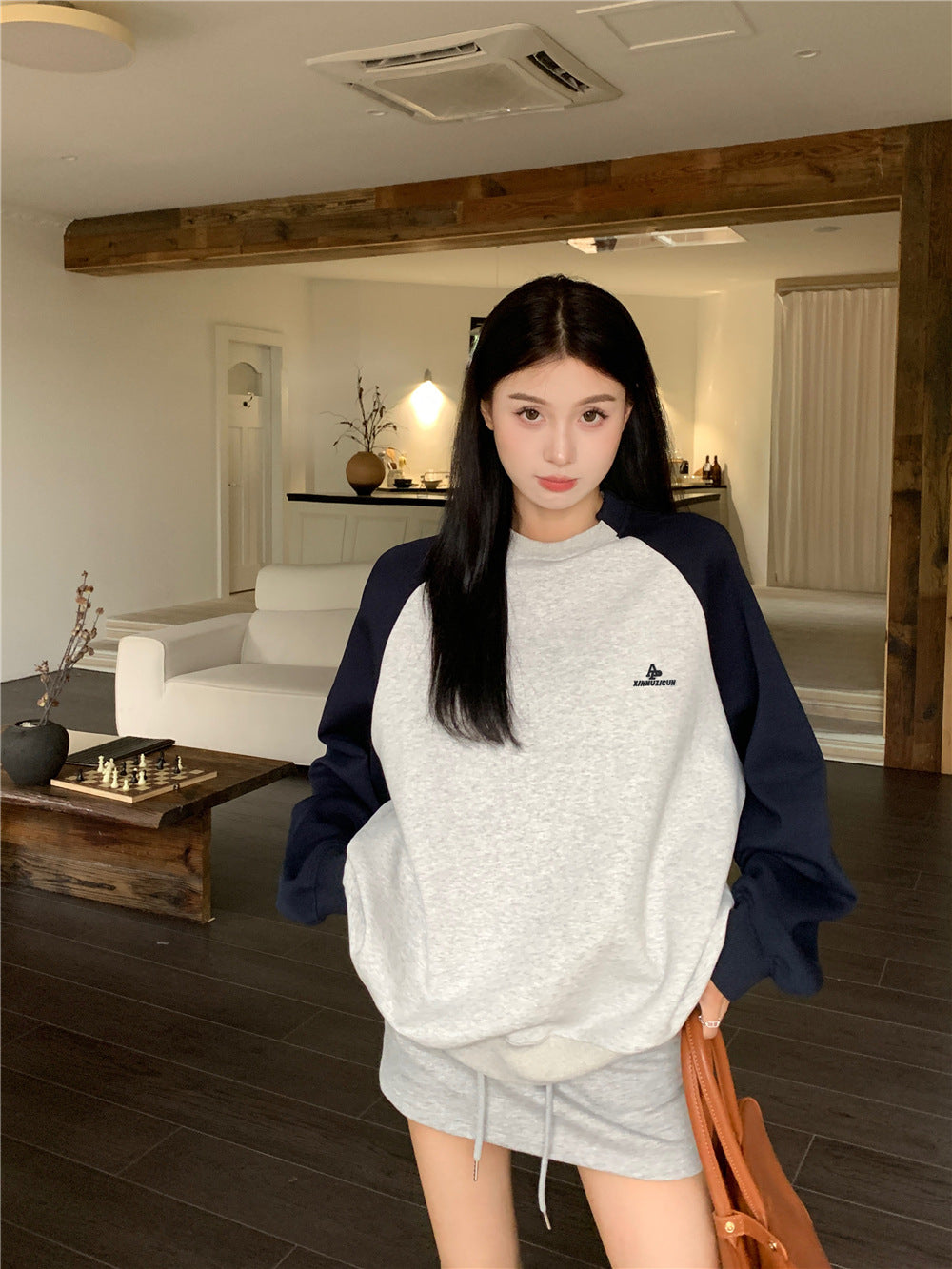 Women's Raglan Sleeve Sweater Autumn Korean Style LetterLong Sleeve Top