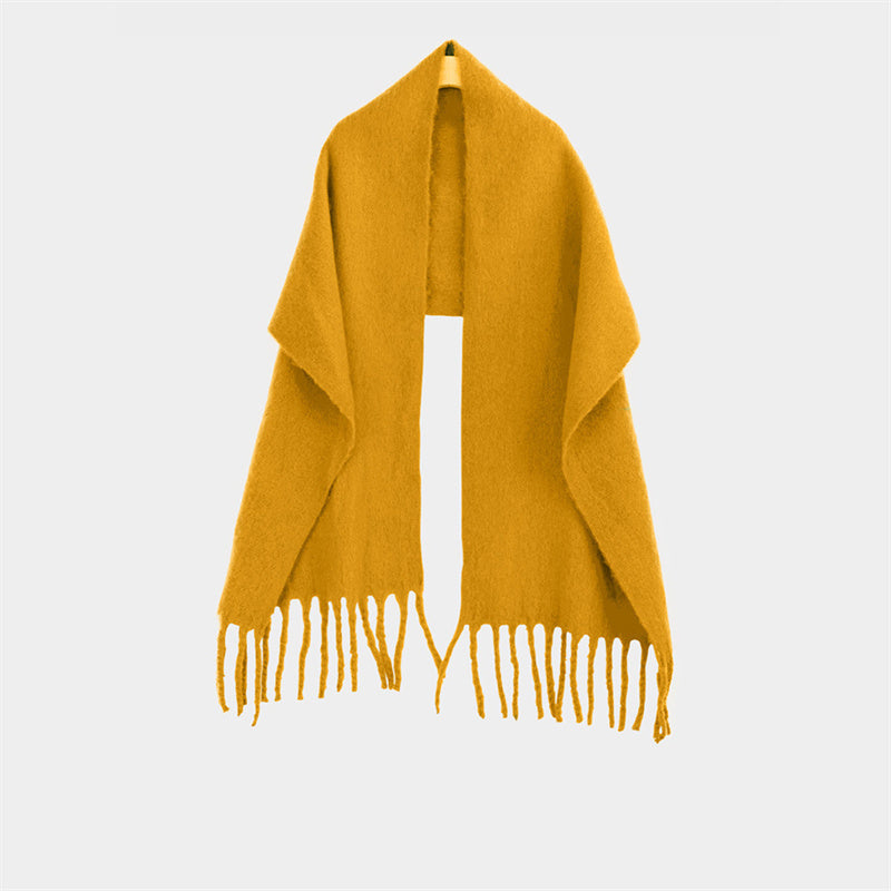 Shawl To Keep Warm All Wear White Bright Red Solid Color Neck