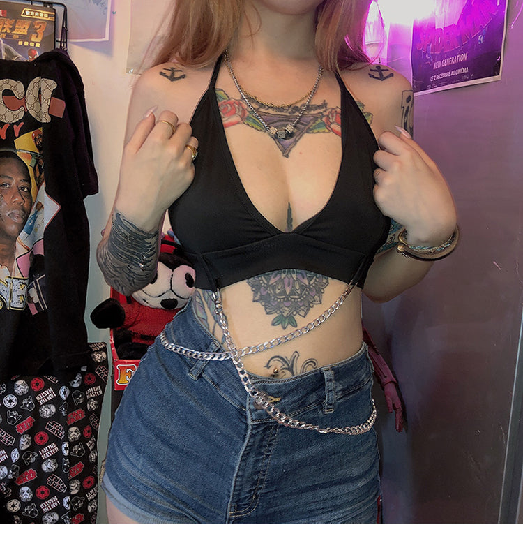 Lace Halter Top Hanger Chain Set