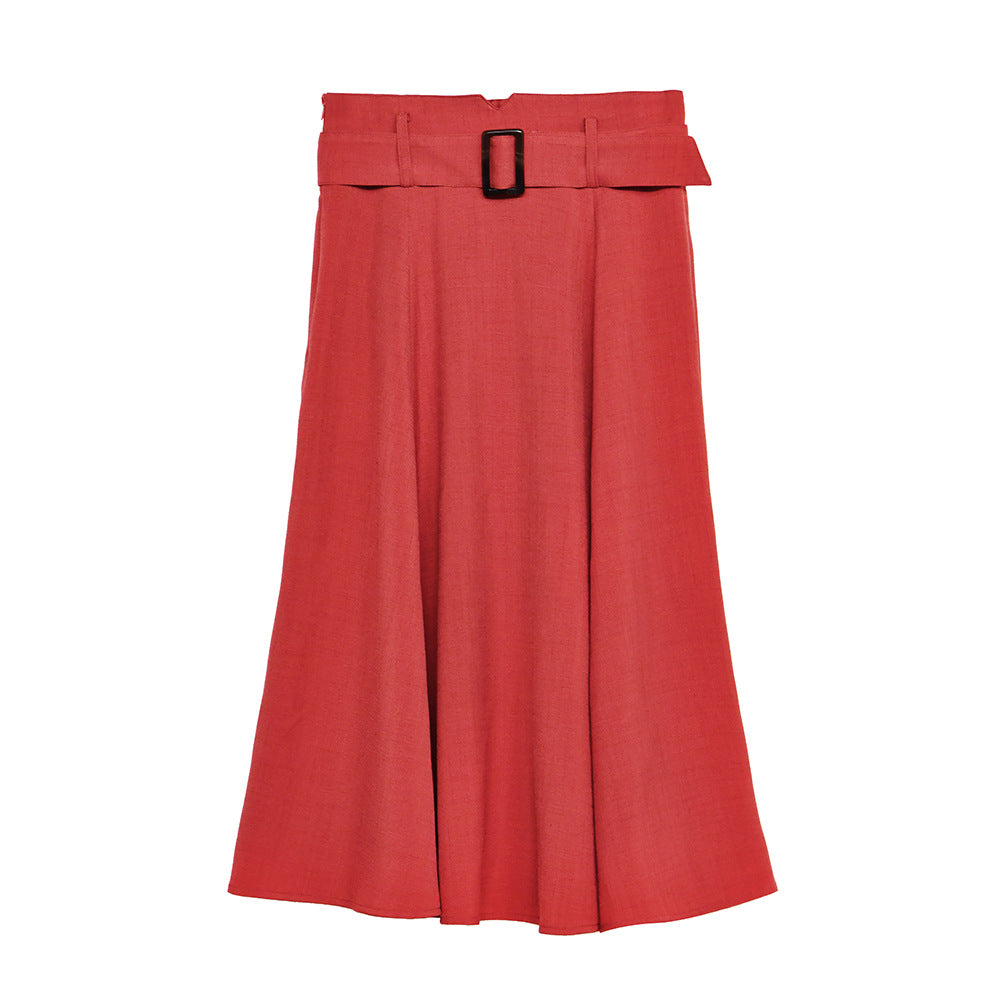 Roman Holiday Retro Temperament A- Line Umbrella Skirt Mid-length