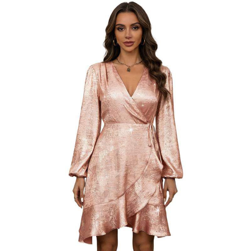 Womens Stylish Slim-fit Mid-length Dress With Long Sleeves