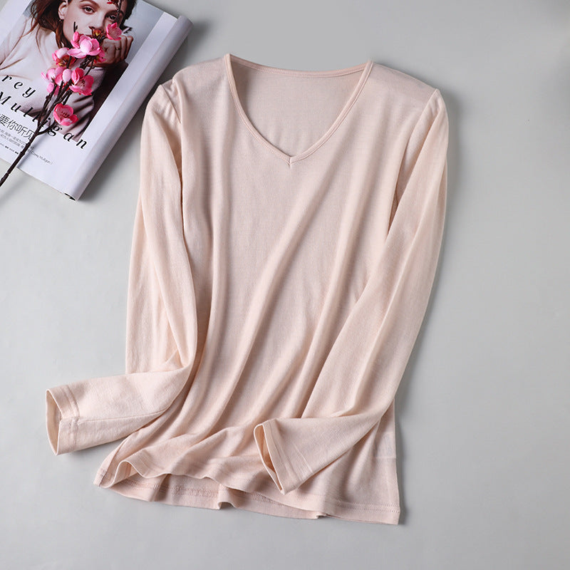Womens V-neck Slim-fit Thermal Base Layer Top