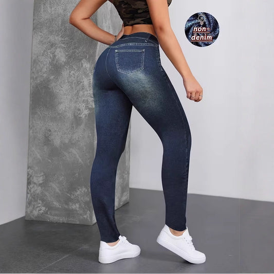 Womens High-Waisted Stretchy Figure-Hugging Printed Pants Casual And Slim-Fit