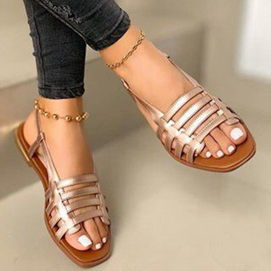 Flat round toe casual sandals women's plus size