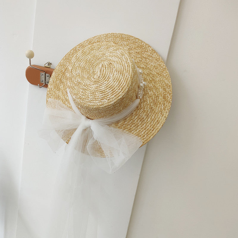 Bridal Decorative Hat Pearl Lace Mesh