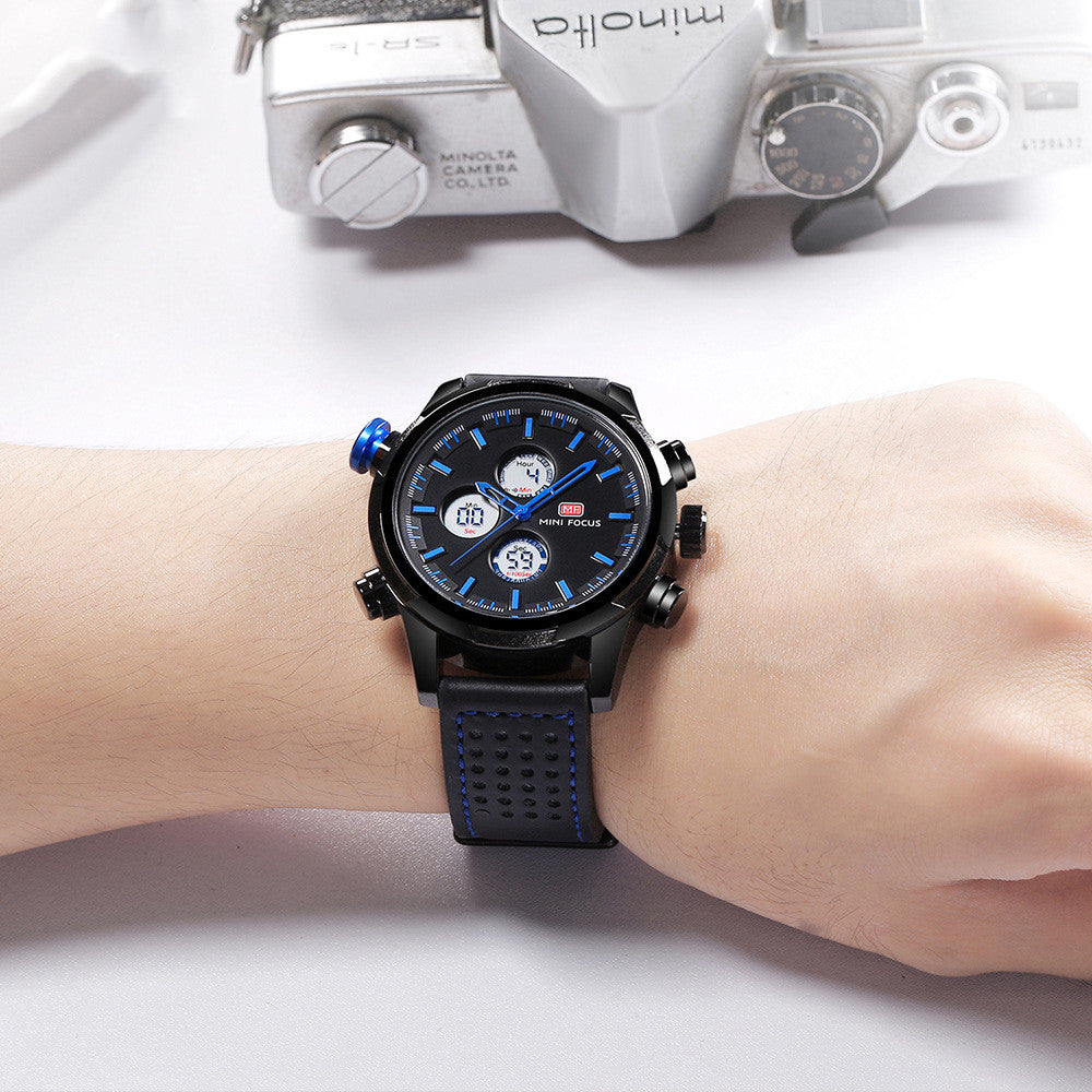Double display luminous waterproof leather strap