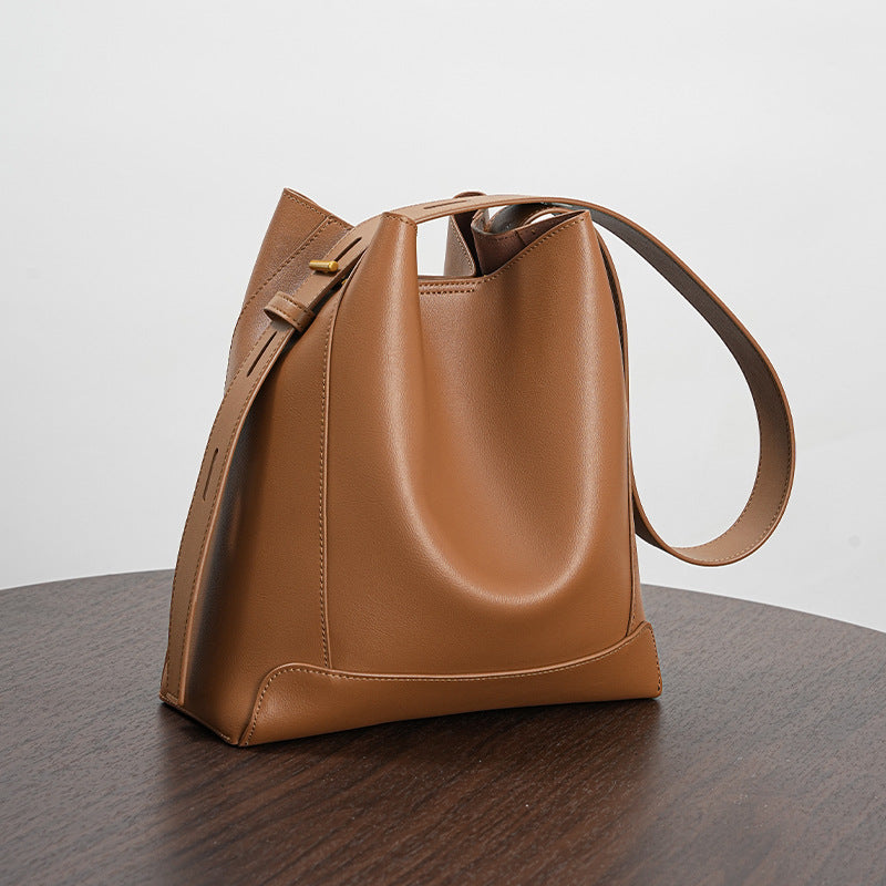 Shoulder Capacity Women's Leather Height Cross Body Bucket Bag