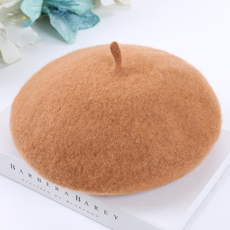 Women's Fashion Casual Solid Color Breathable Wool Tweed Hat
